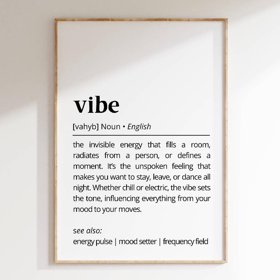 Vibe Funny Dictionary Definition Mood Energy Modern Word Art Poster