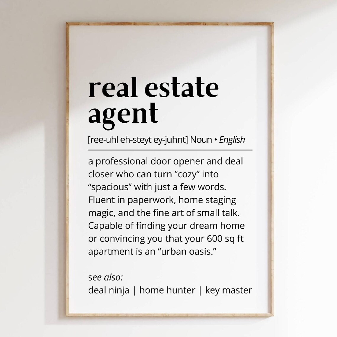 Real Estate Agent Definition Office Decor Poster