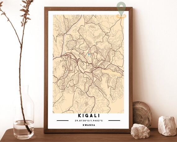Kigali Rwanda City Street Map Minimalist Poster Wall Decor Art
