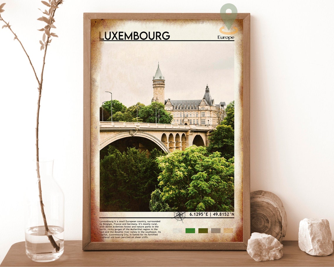 Luxembourg Print Vintage Poster Luxembourg Art Luxembourg Poster Luxembourg Photo Luxembourg Poster Print Travel Poster Travel Gift - Image 6