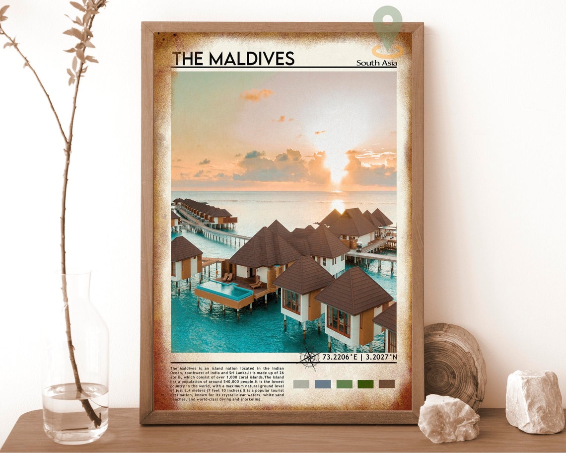 The Maldives Print The Maldives Art The Maldives Poster The Maldives Photo The Maldives Painting Mal Poster Vintage Poster - Image 6
