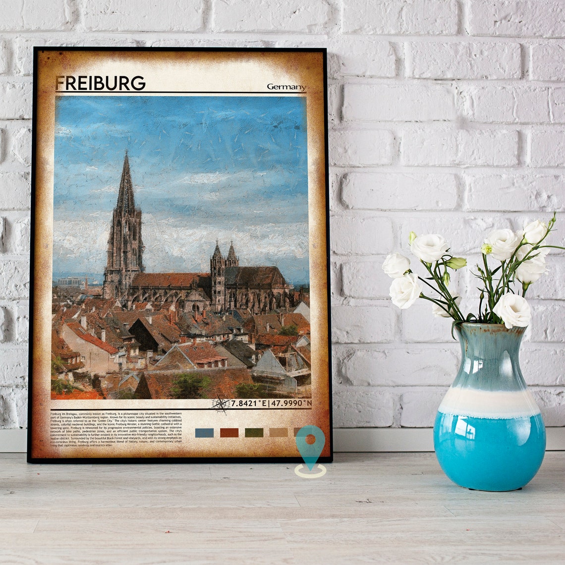 Freiburg Germany Gothic Cathedral Old Town View Travel Poster - Image 4
