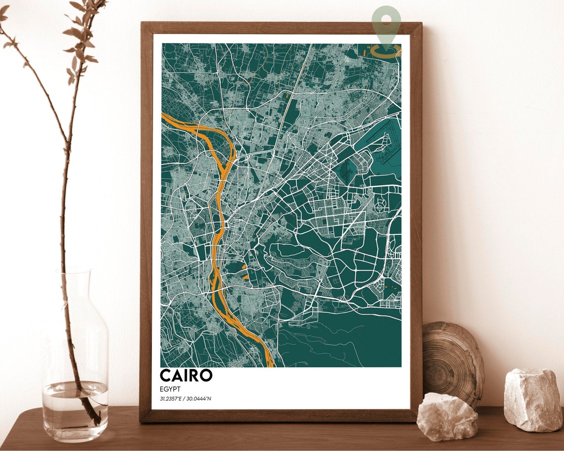 Cairo Egypt Vintage Street Map Poster Antique Cartography Art - Image 5