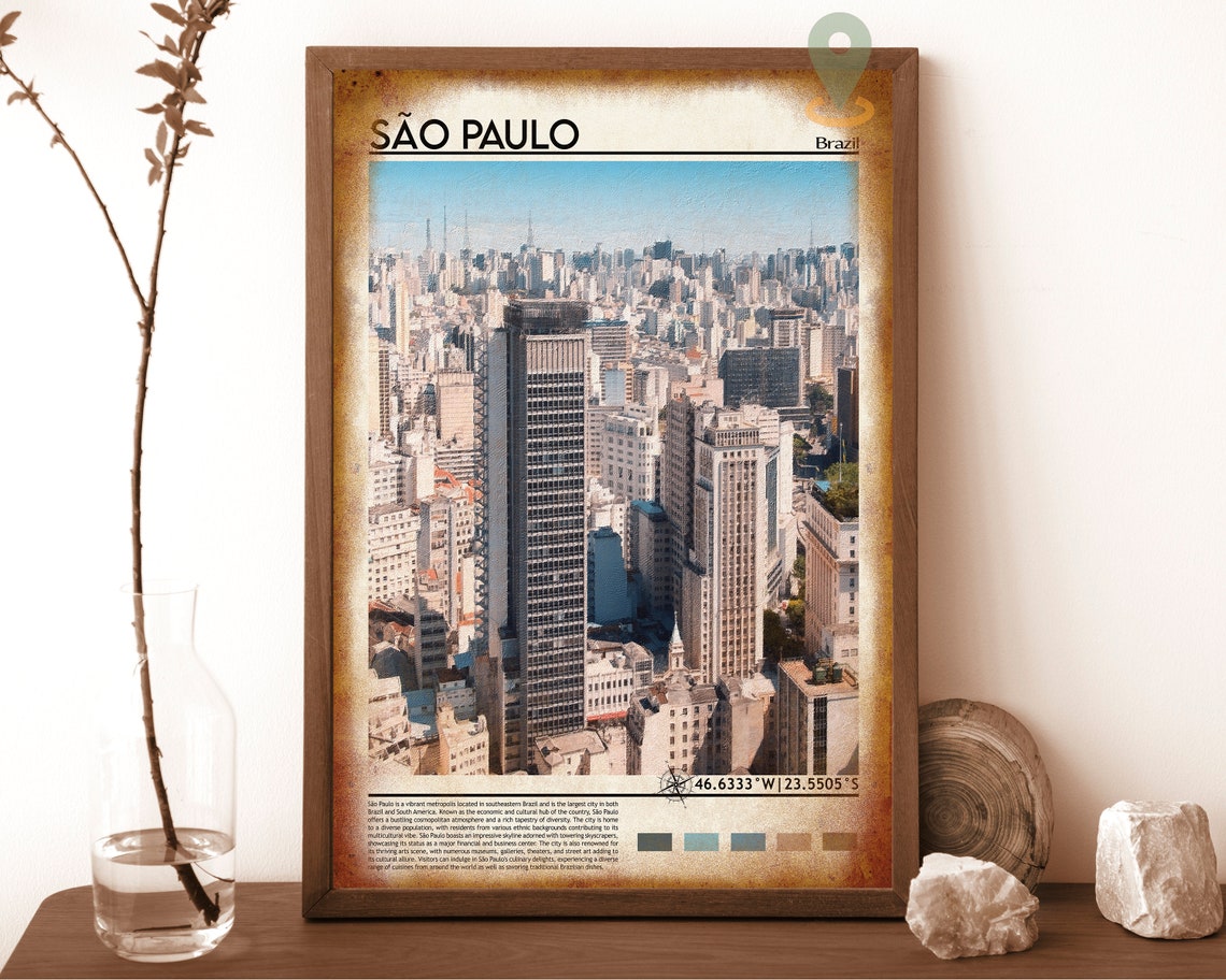 Sao Paulo Brazil Megacity Skyline Aerial Urban Panorama Poster - Image 6