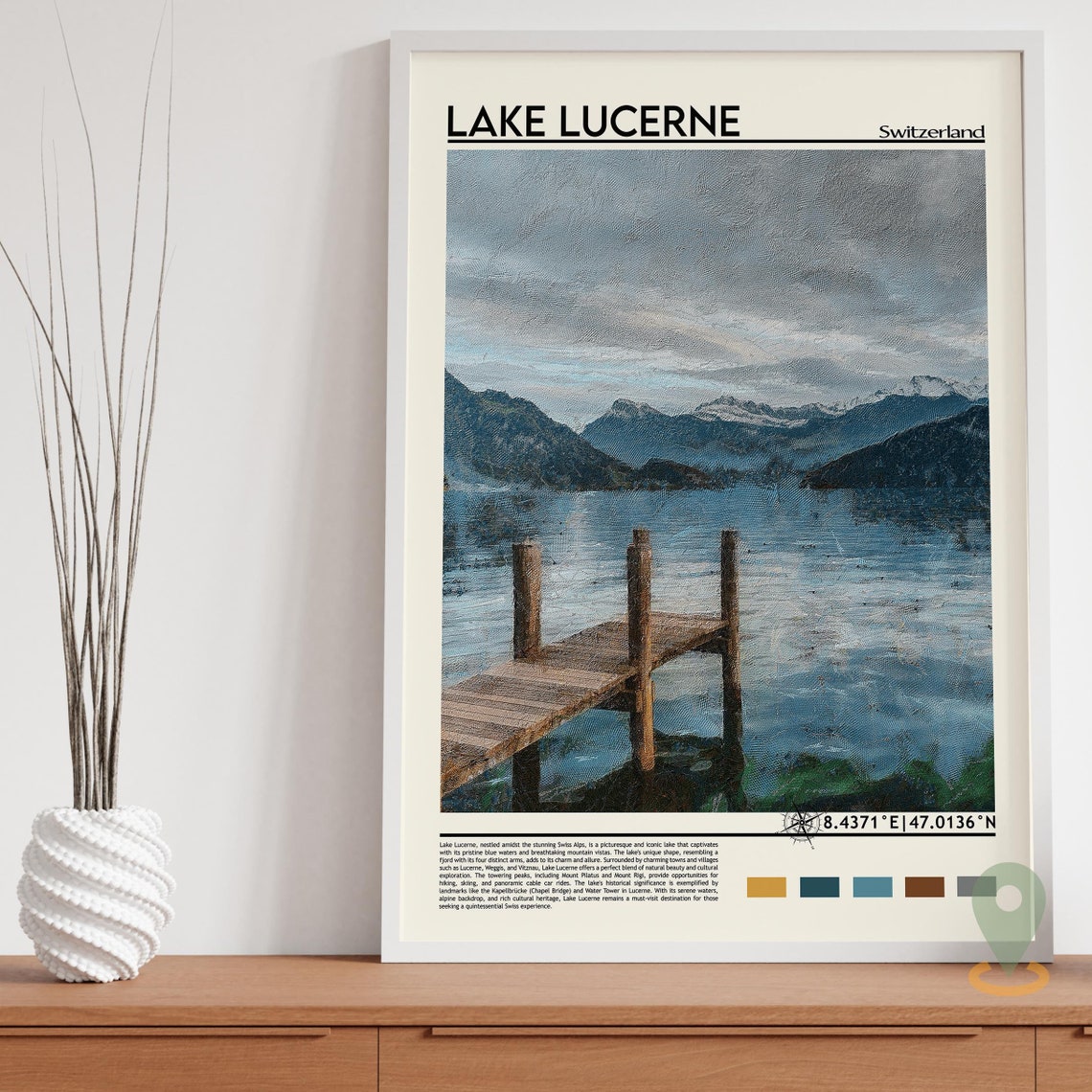 Lake Lucerne Print Lake Lucerne Poster Lake Lucerne Wall Art Lake Lucerne Travel Print Lake Lucerne Artwork Switzerland Travel Print - Image 5