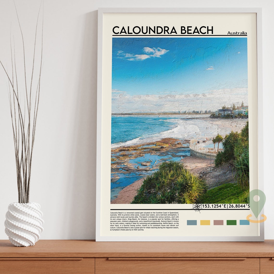 Caloundra Beach Australia Coastal Surf Scenic Ocean Travel Poster - Image 5