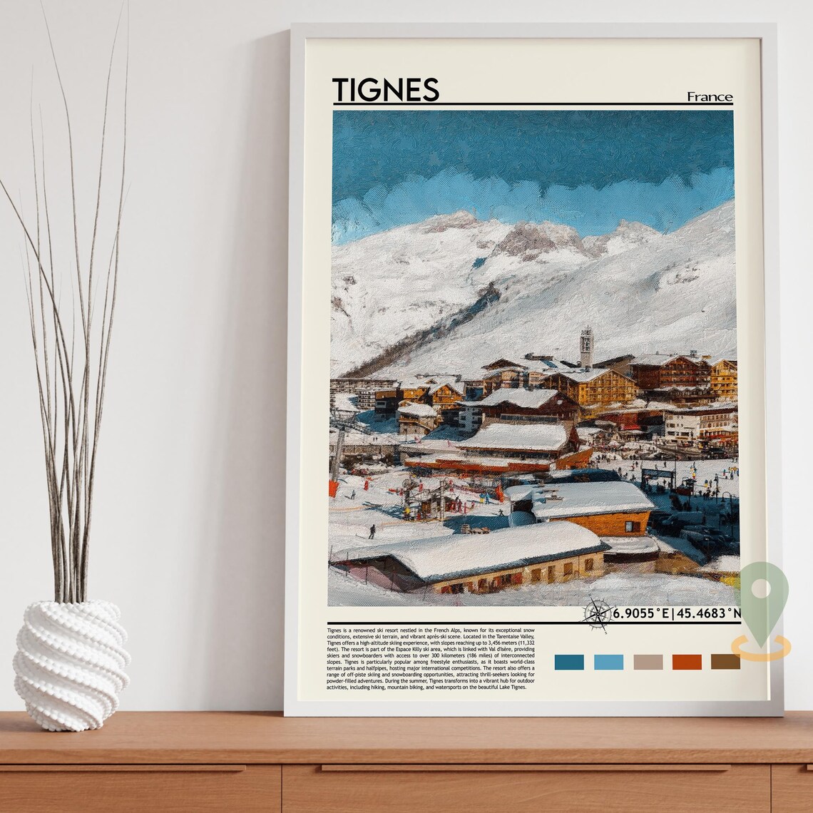 Tignes France Alpine Ski Village Snowy Peaks Resort Scene Poster - Image 2