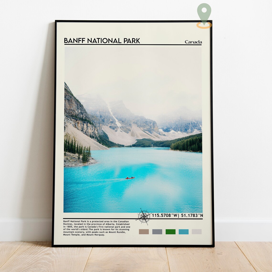 Banff National Park Canada Turquoise Lake Canoe Travel Poster - Image 4