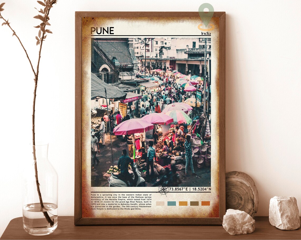 Pune India Bustling Market Street Crowd Colorful Urban Photo Poster - Image 6