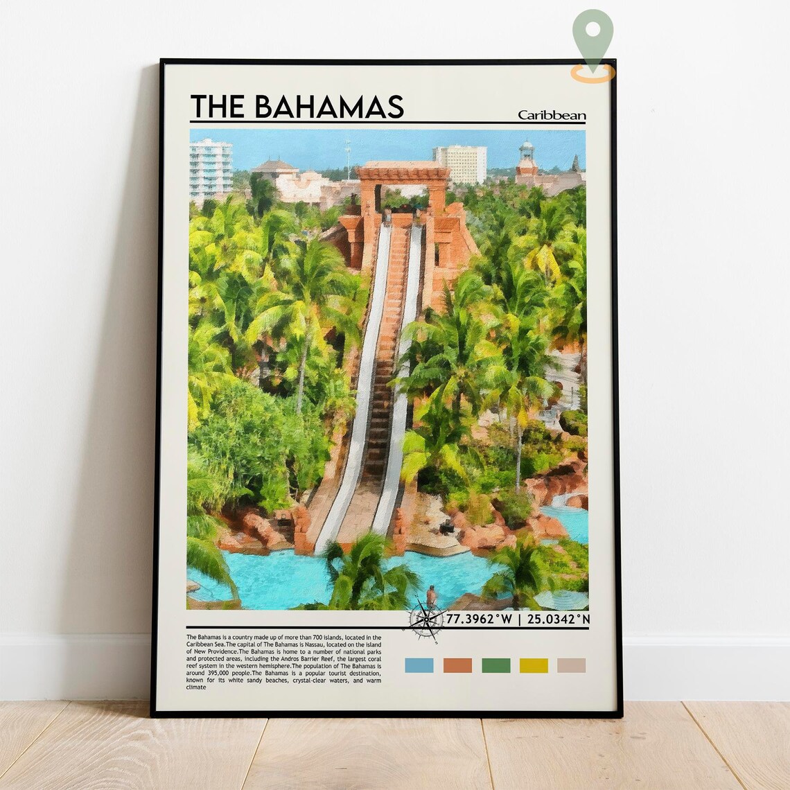 The Bahamas Caribbean Resort Waterslide Tropical Travel Poster - Image 5