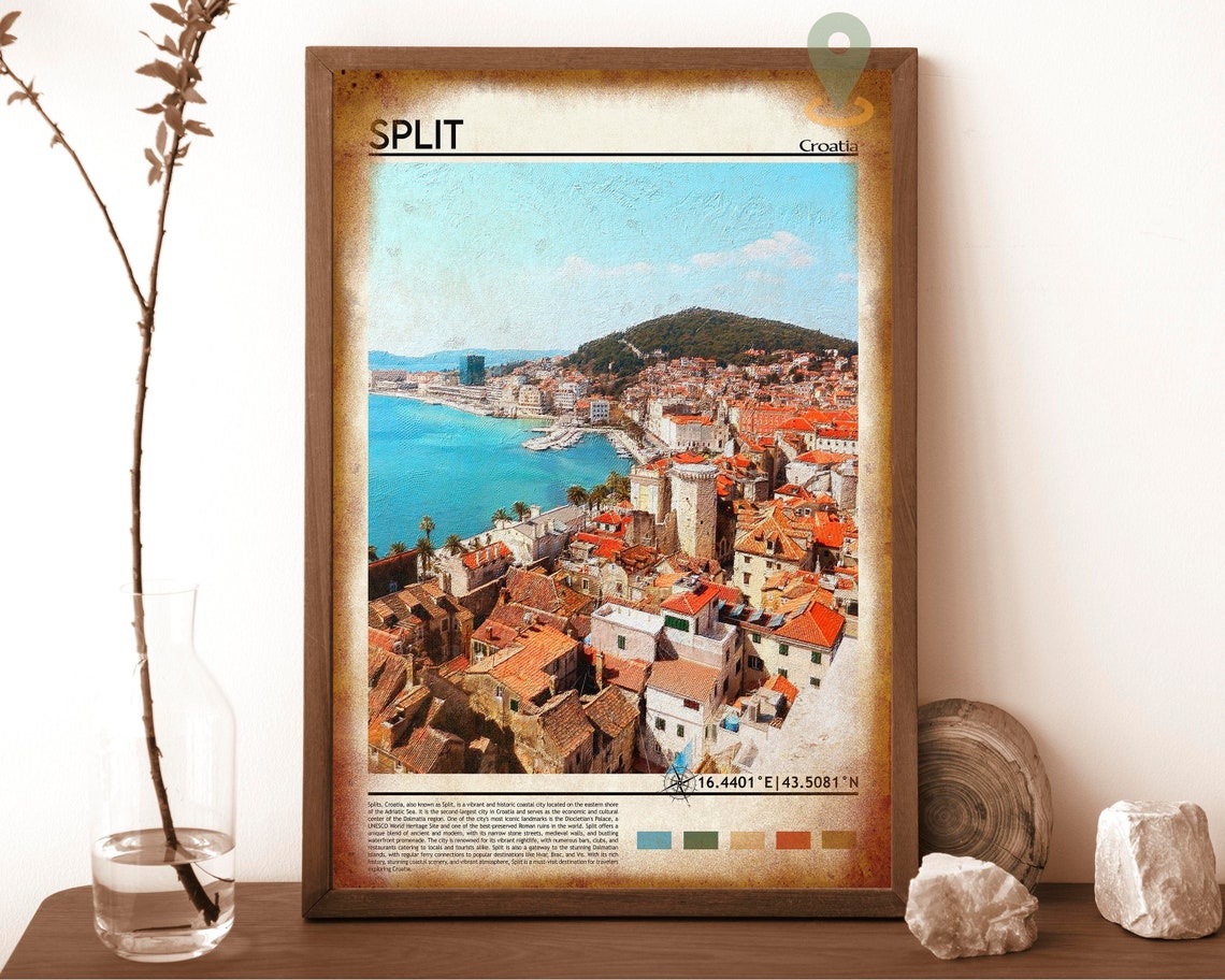 Split Croatia Old Town Harbor Red Roofs Dalmatian Coast Print - Image 6