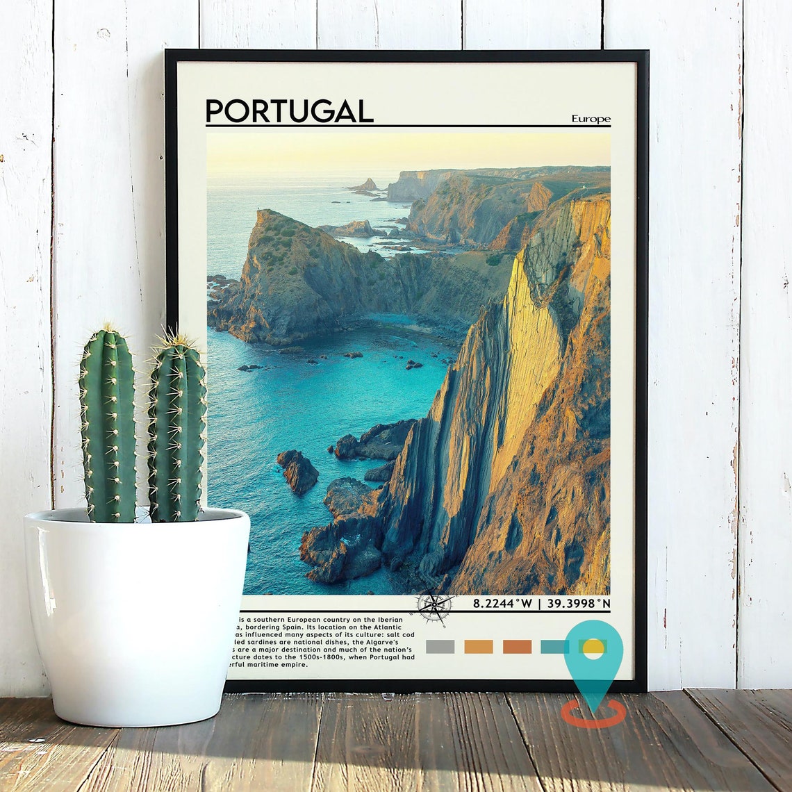 Portugal Golden Sea Cliffs Atlantic Coast Sunset Travel Poster - Image 4