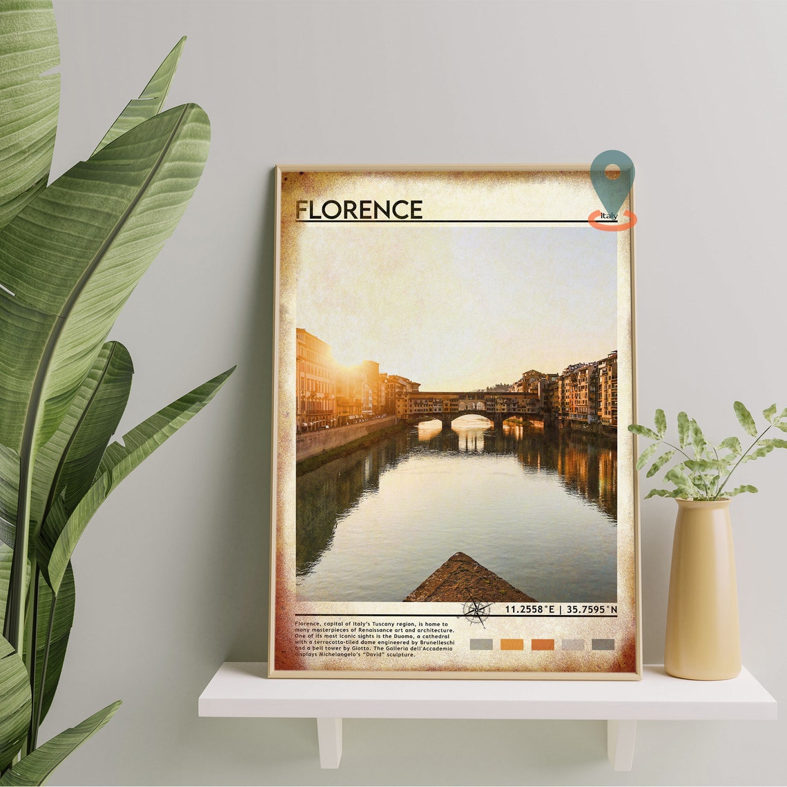 Florence Italy Ponte Vecchio Sunset over the Arno River Travel Poster - Image 4
