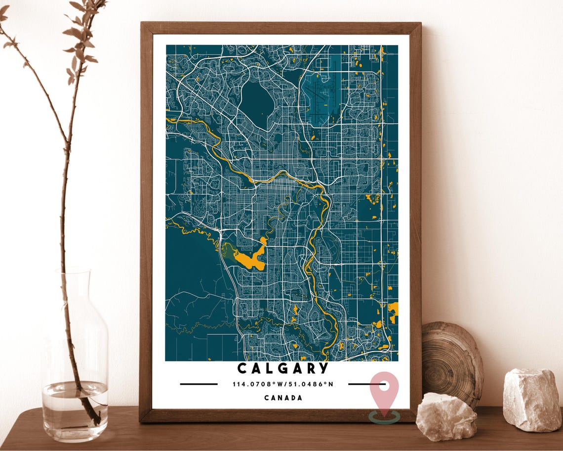 Calgary Canada City Street Map Sepia Brown Poster Wall Decor - Image 3