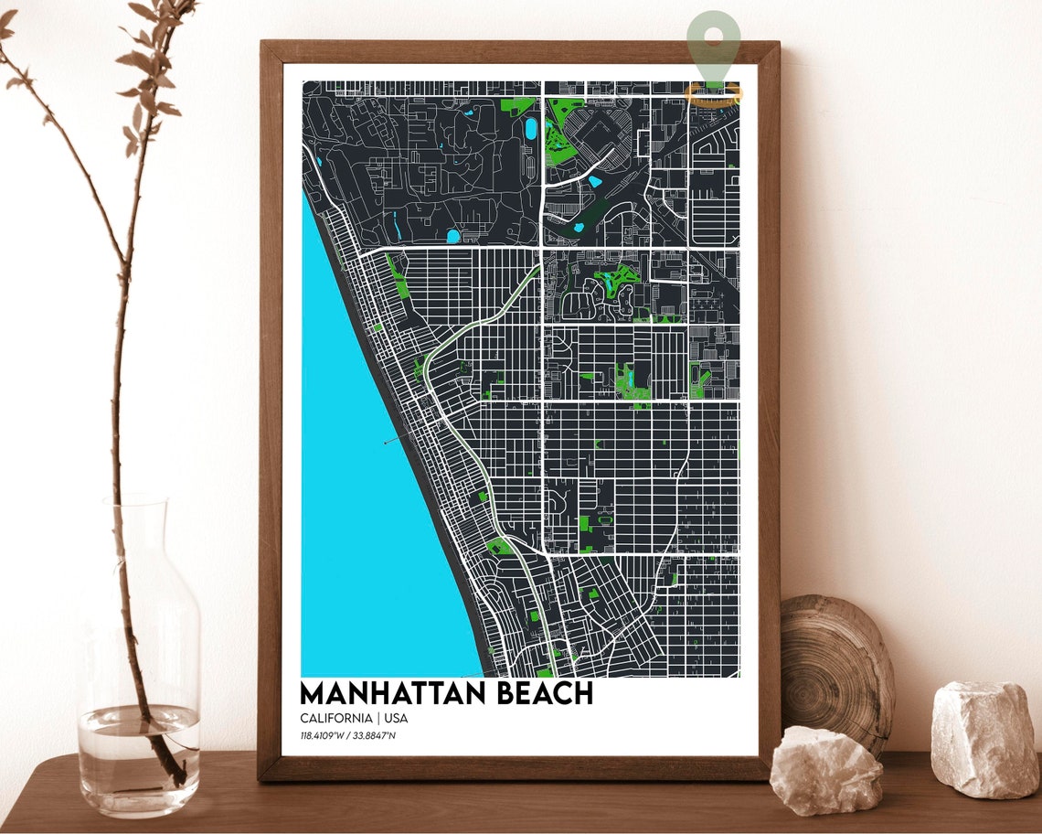 Manhattan Beach California USA Vintage Street Map Art Poster - Image 2