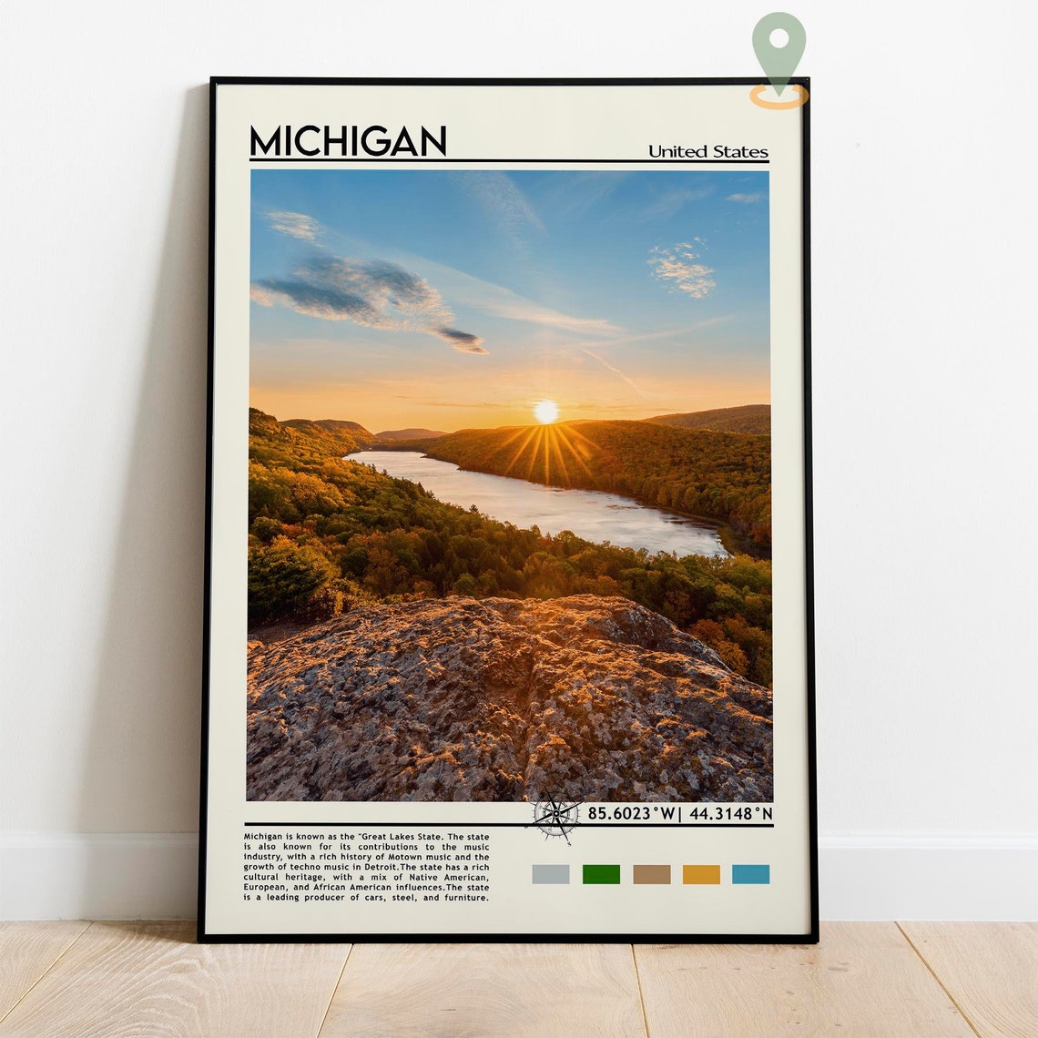 Michigan Print Michigan Art Michigan Poster Michigan Photo Michigan Poster Print Michigan Painting Michigan Travel Poster Lansing - Image 3