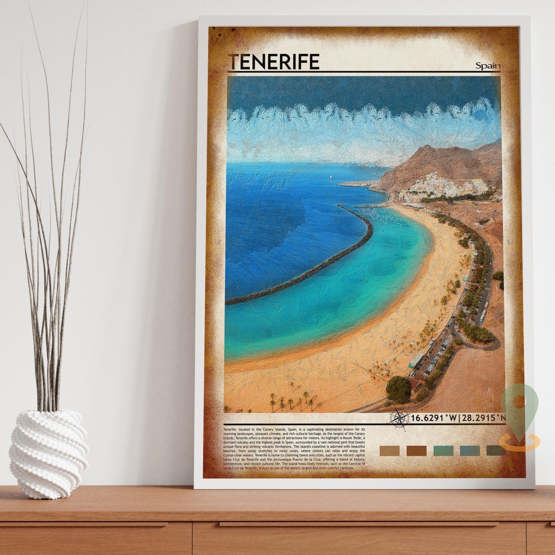 Tenerife Print Tenerife Poster Tenerife Wall Art Tenerife Travel Print Tenerife Art Print Tenerife Artwork Canary Island Print Spain - Image 4