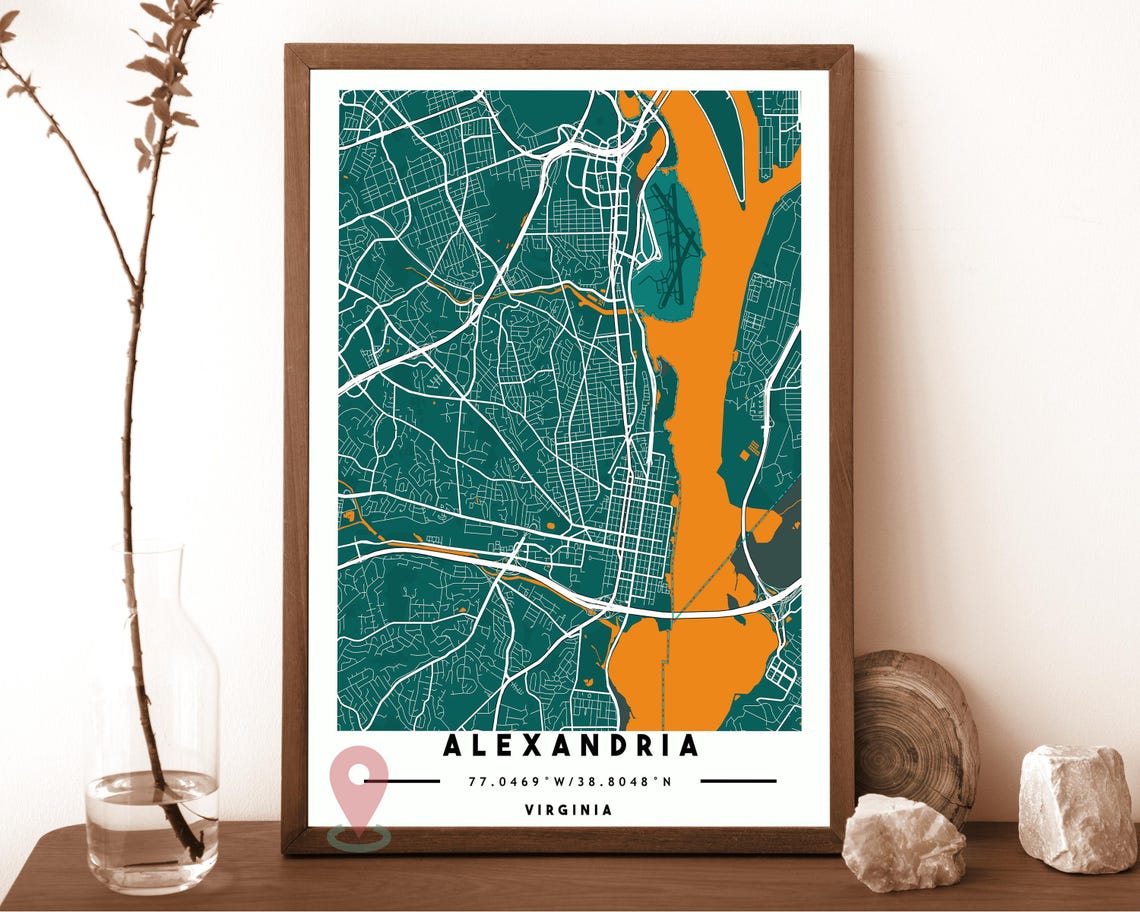 Alexandria Map Alexandria Map Print Alexandria Wall Art Alexandria Travel Poster Alexandria Poster Alexandria City Alexandria Virginia - Image 4