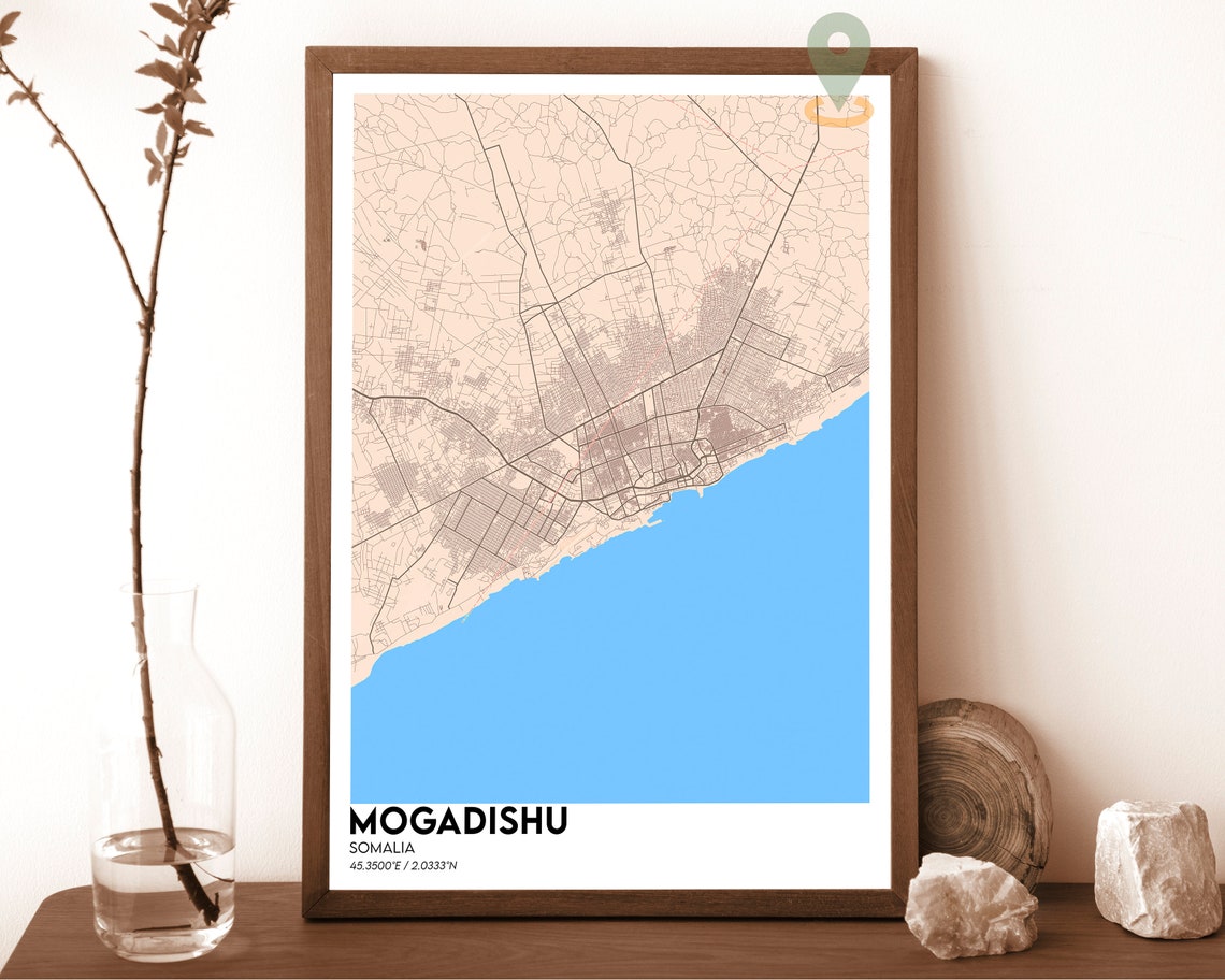 Mogadishu Somalia Red Gold Bold Minimalist City Map Art Poster - Image 5