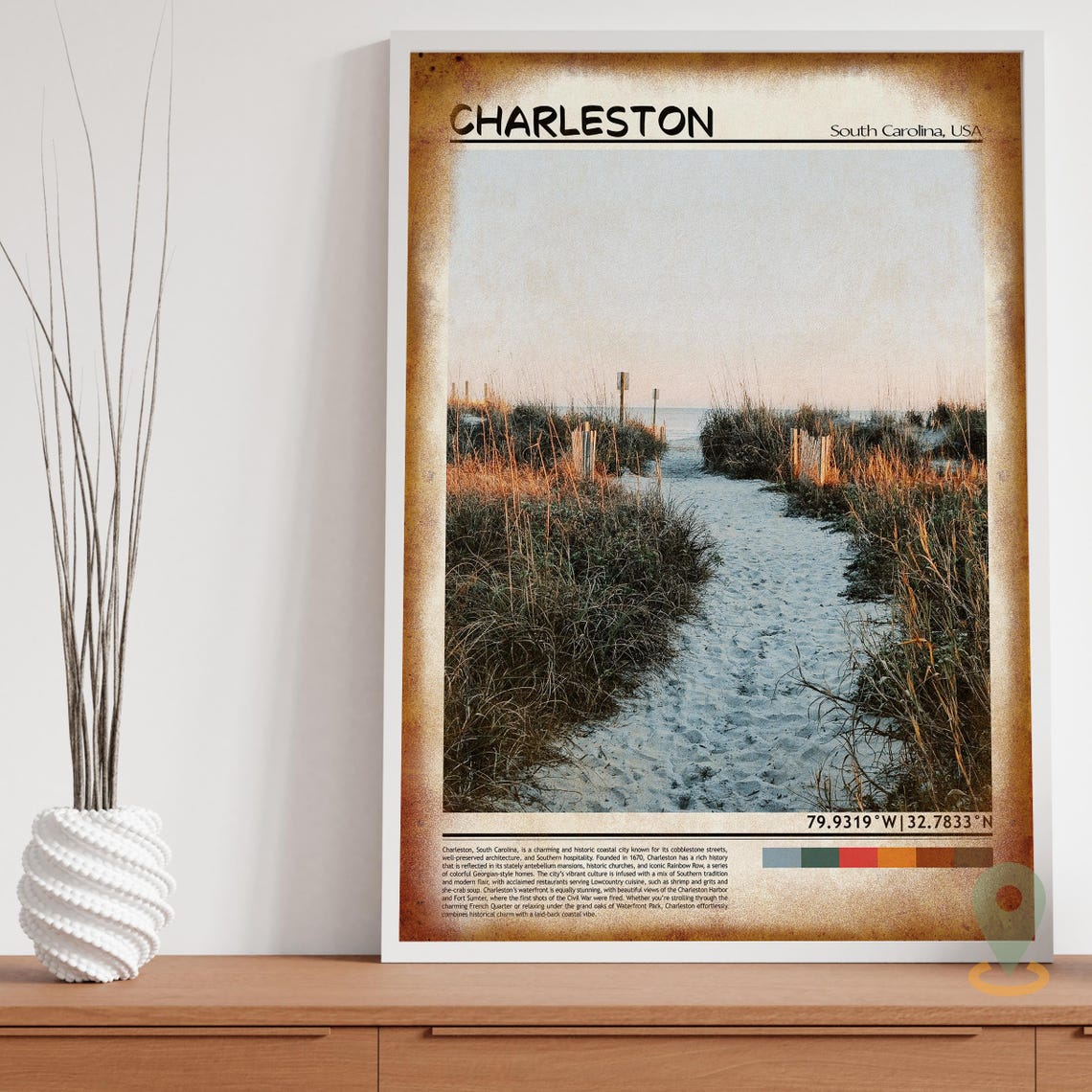 Charleston South Carolina Beach Dunes Sandy Path Nature Poster - Image 3