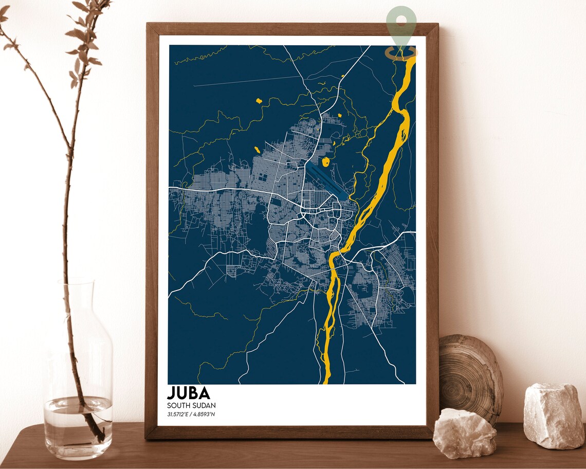 Juba Map Juba Map Print Juba Personalized Map Juba Wall Art Juba Travel Poster Juba Poster Juba Photo Juba South Sudan Juba City - Image 2