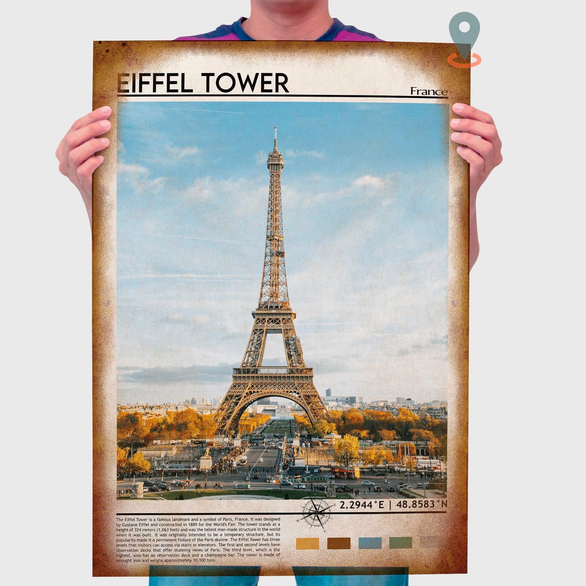 Eiffel Tower Paris France Autumn Landmark Photography Poster - Image 4