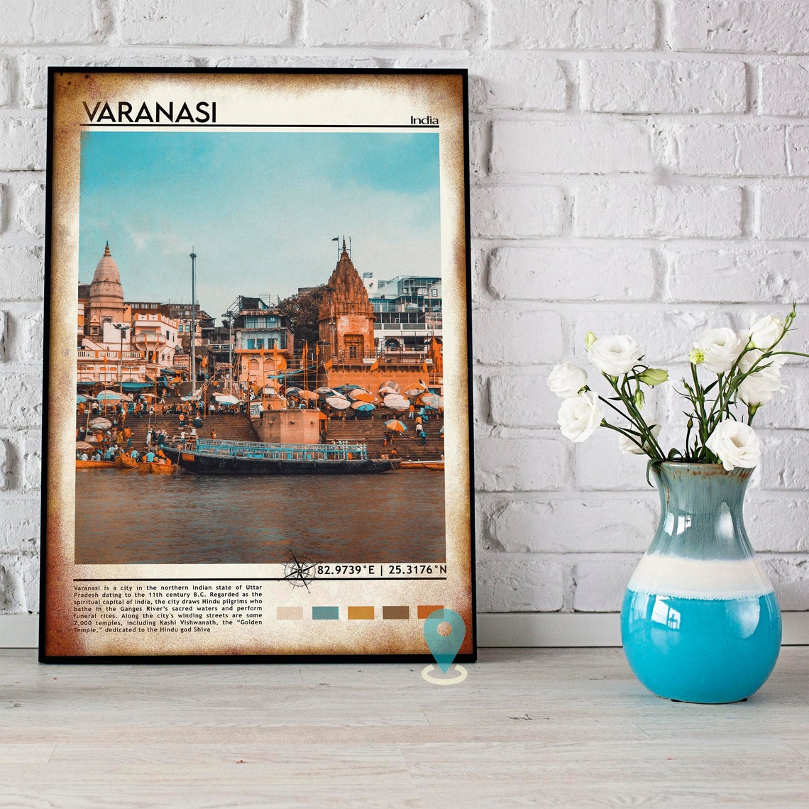 Varanasi India Sacred Ganges River Ghats Temple Photo Art Poster - Image 3