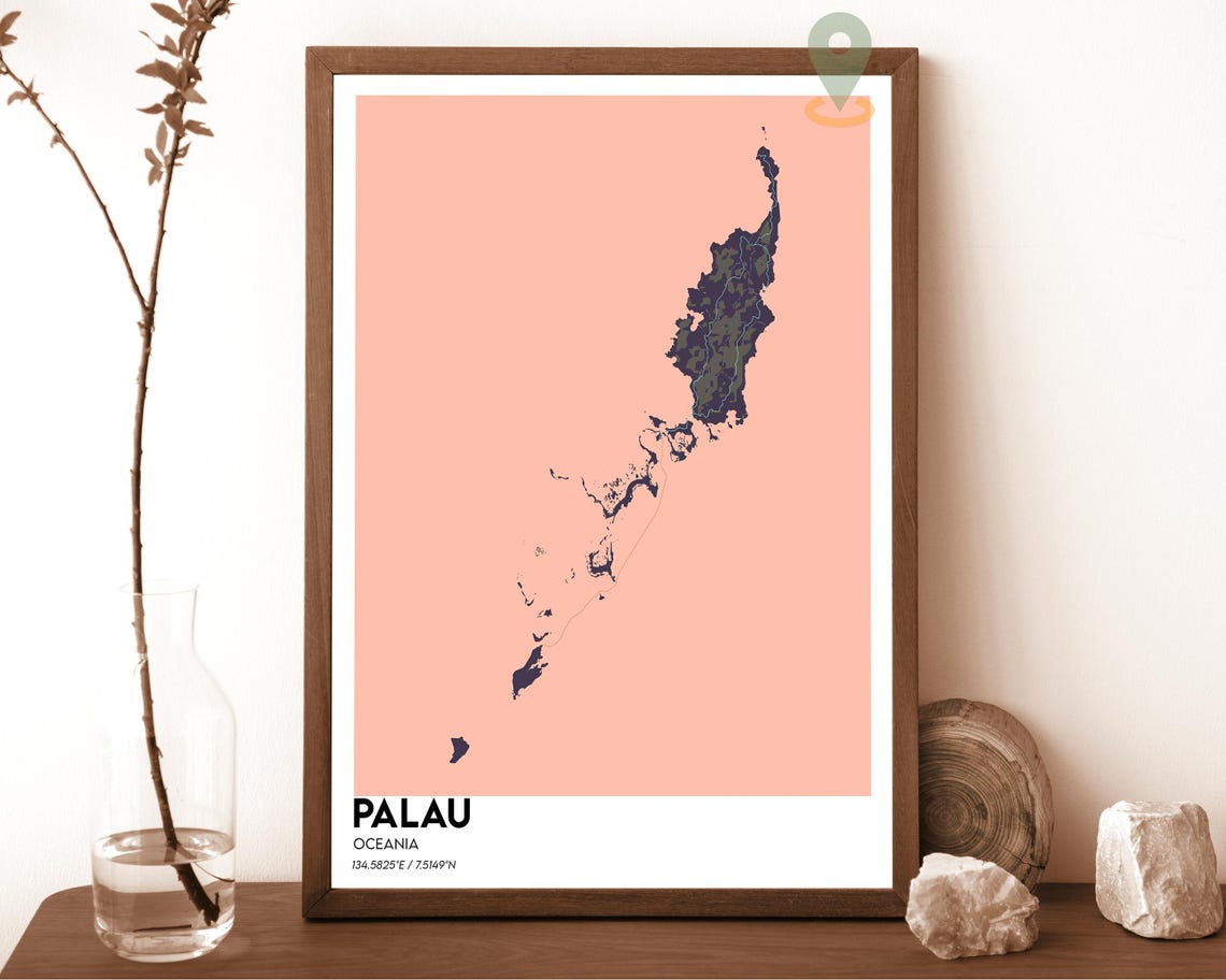 Palau Map Palau Map Print Palau Wall Art Palau Travel Poster Palau Poster Palau Photo Palau City Map Palau Oceania Palau Island