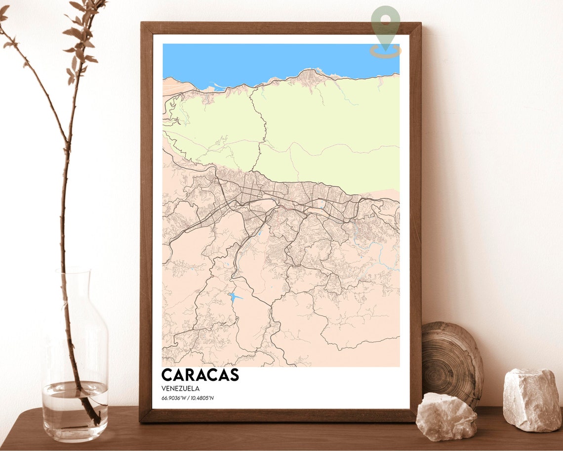 Caracas Venezuela Modern City Map Poster Navy and Gold Tones - Image 5