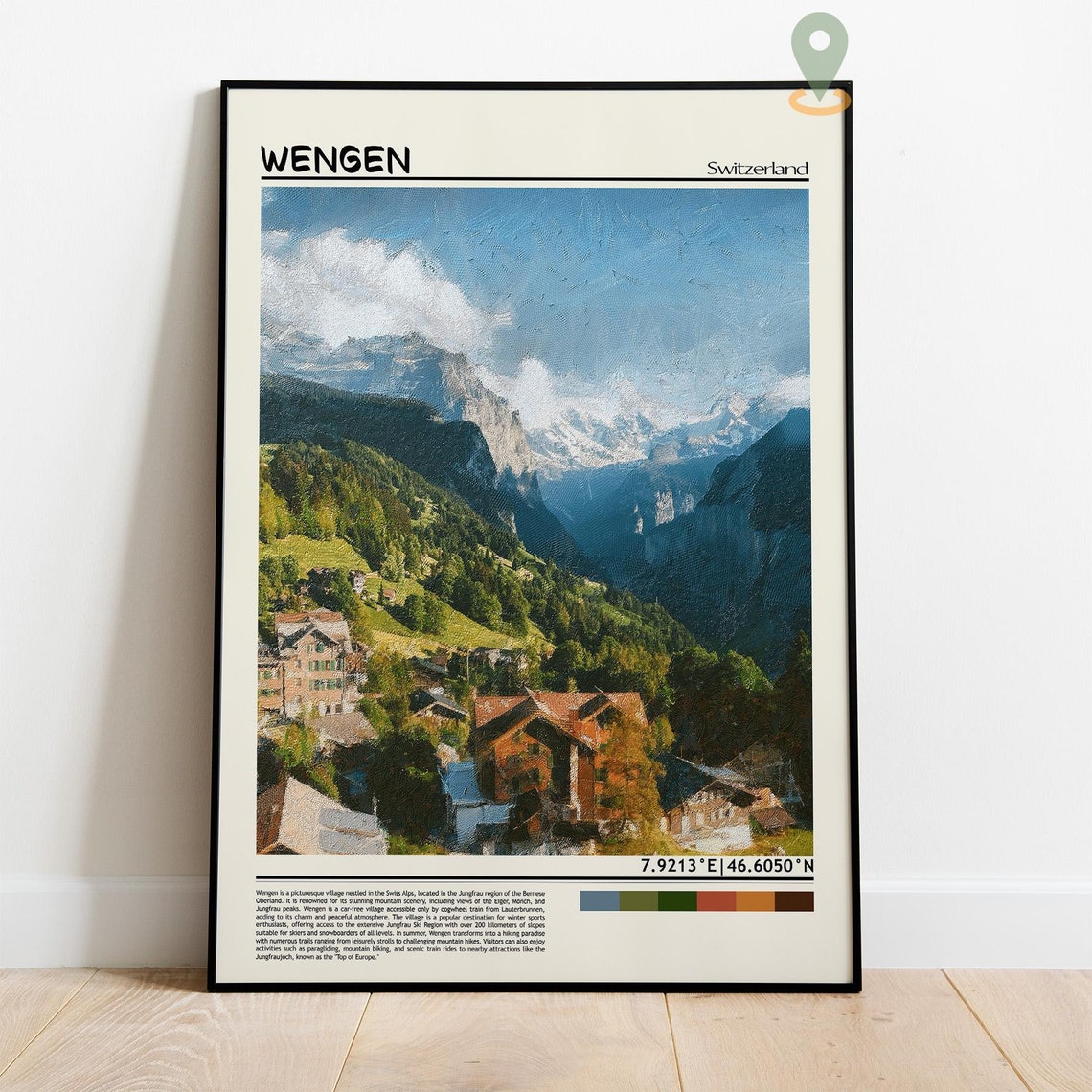 Wengen Switzerland Alpine Village Eiger Valley View Travel Poster - Image 4