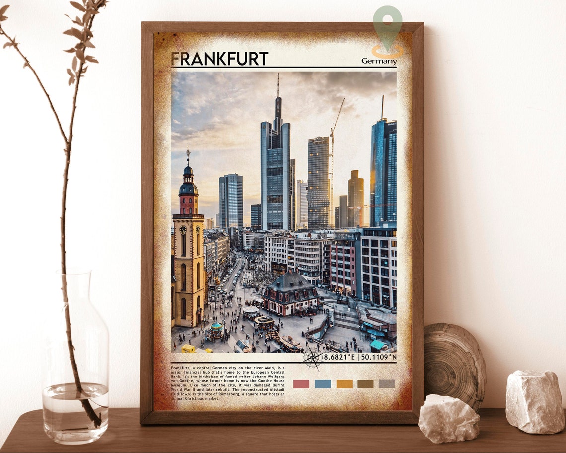 Frankfurt Germany Old Town Square Skyline Cityscape Travel Poster - Image 6
