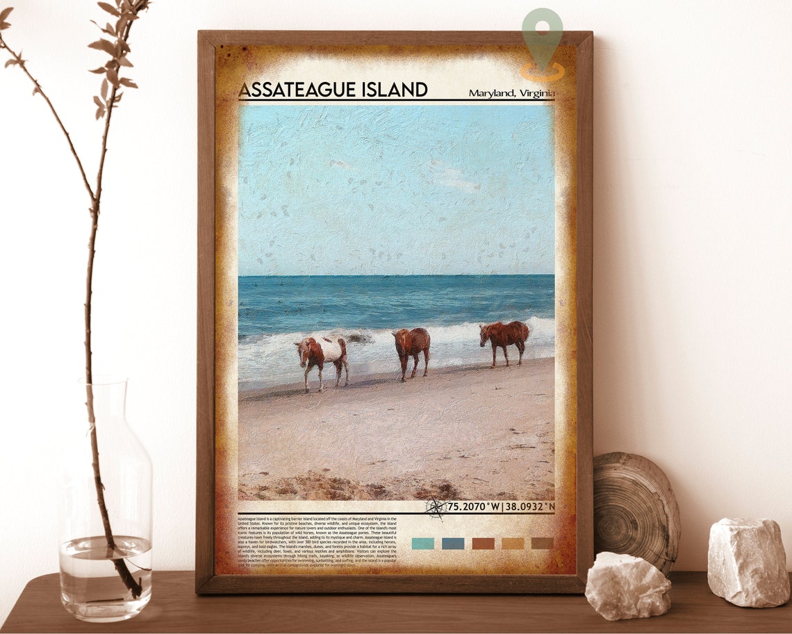 Assateague Island Maryland Virginia Wild Horses Beach Poster - Image 6
