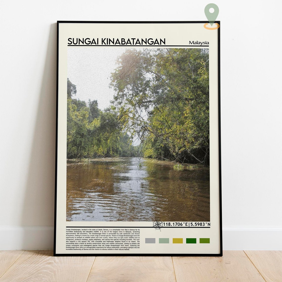 Sungai Kinabatangan Malaysia Borneo Rainforest River Scene Poster - Image 2