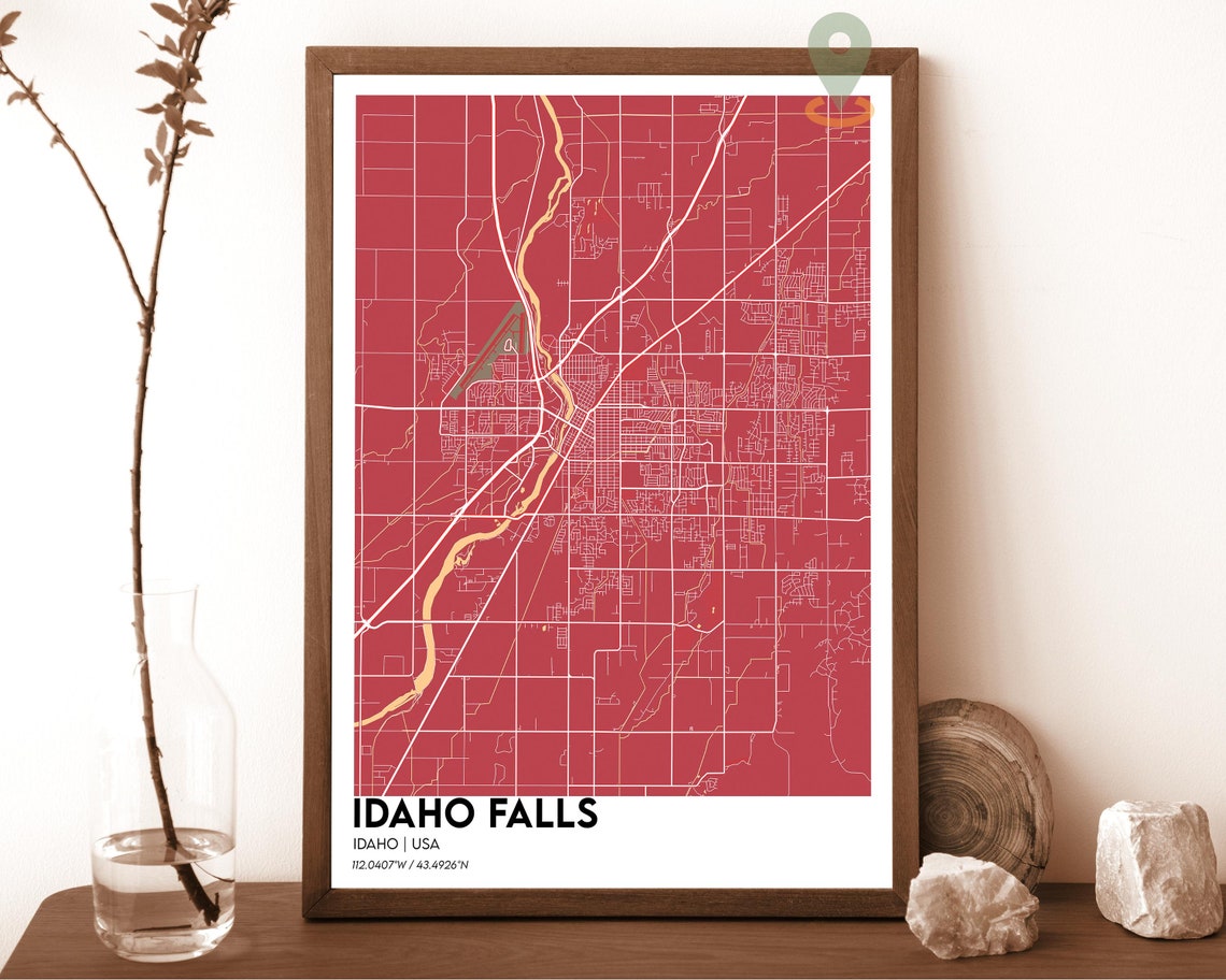 Idaho Falls Idaho Modern City Map Cream Rose Minimalist Poster - Image 4