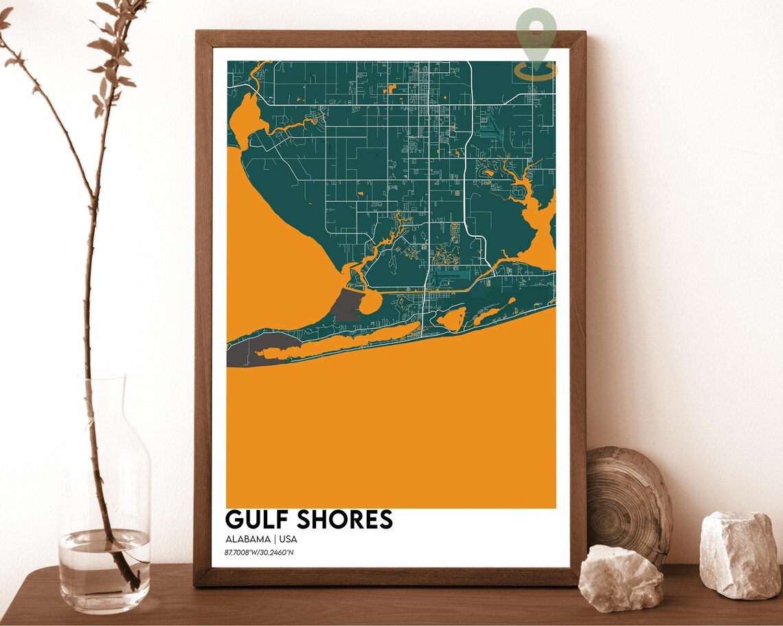 Gulf Shores Map Gulf Shores Map Print Gulf Shores Personalized Map Gulf Shores Wall Art Gulf Shores Travel Poster Gulf Shores Alabama - Image 5