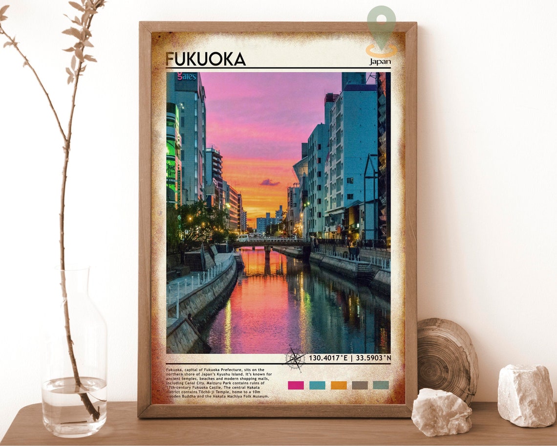 Fukuoka Print Vintage Poster Fukuoka Art Fukuoka Poster Fukuoka Photo Fukuoka Poster Print Fukuoka Wall Art Japan Poster Travel Gift - Image 6