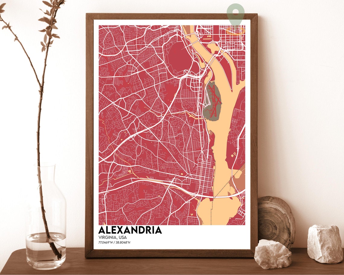 Alexandria Virginia City Street Map Navy Gold Poster Wall Decor - Image 6