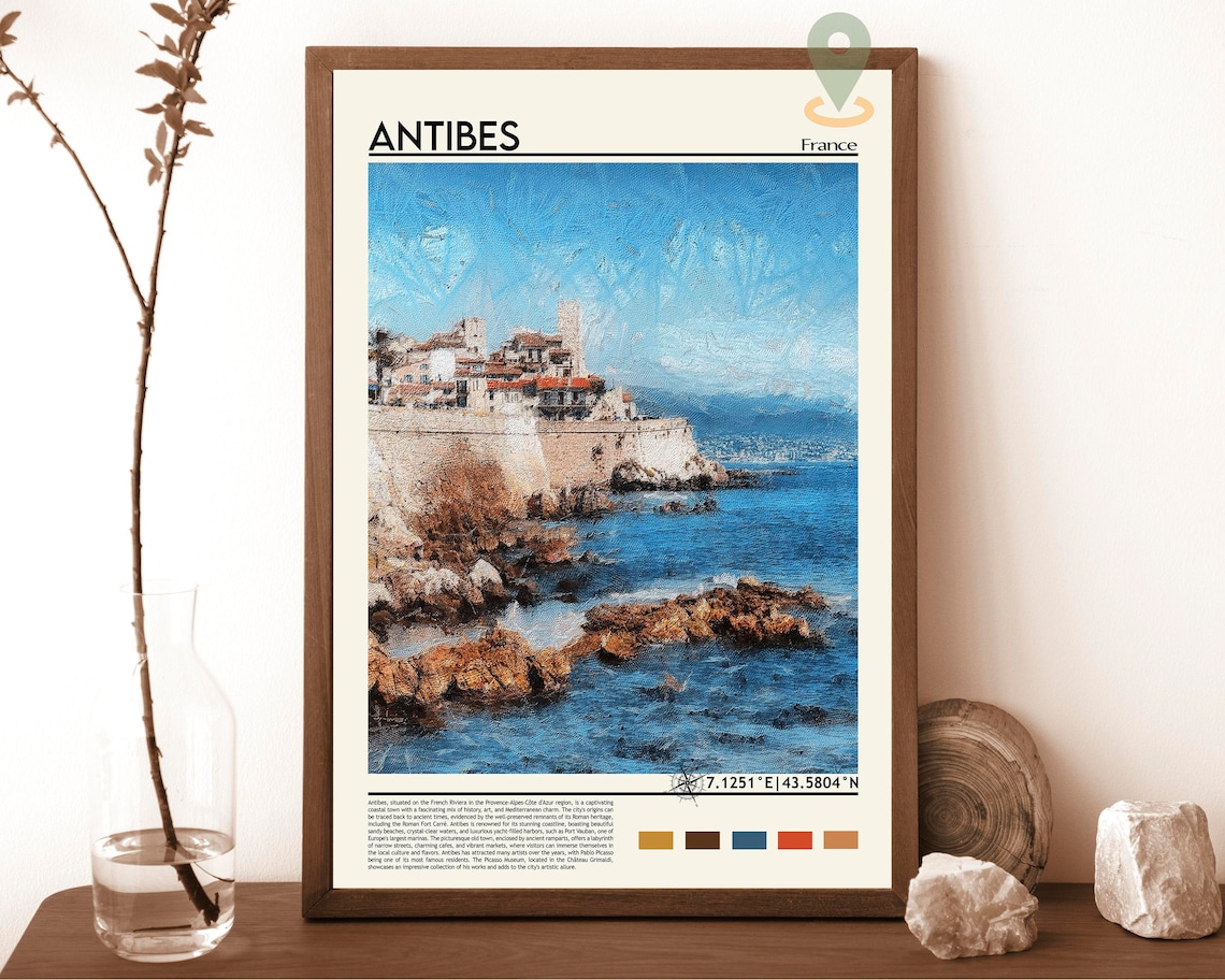 Antibes France Old Town Coastal Cliffs Azure Sea Travel Poster