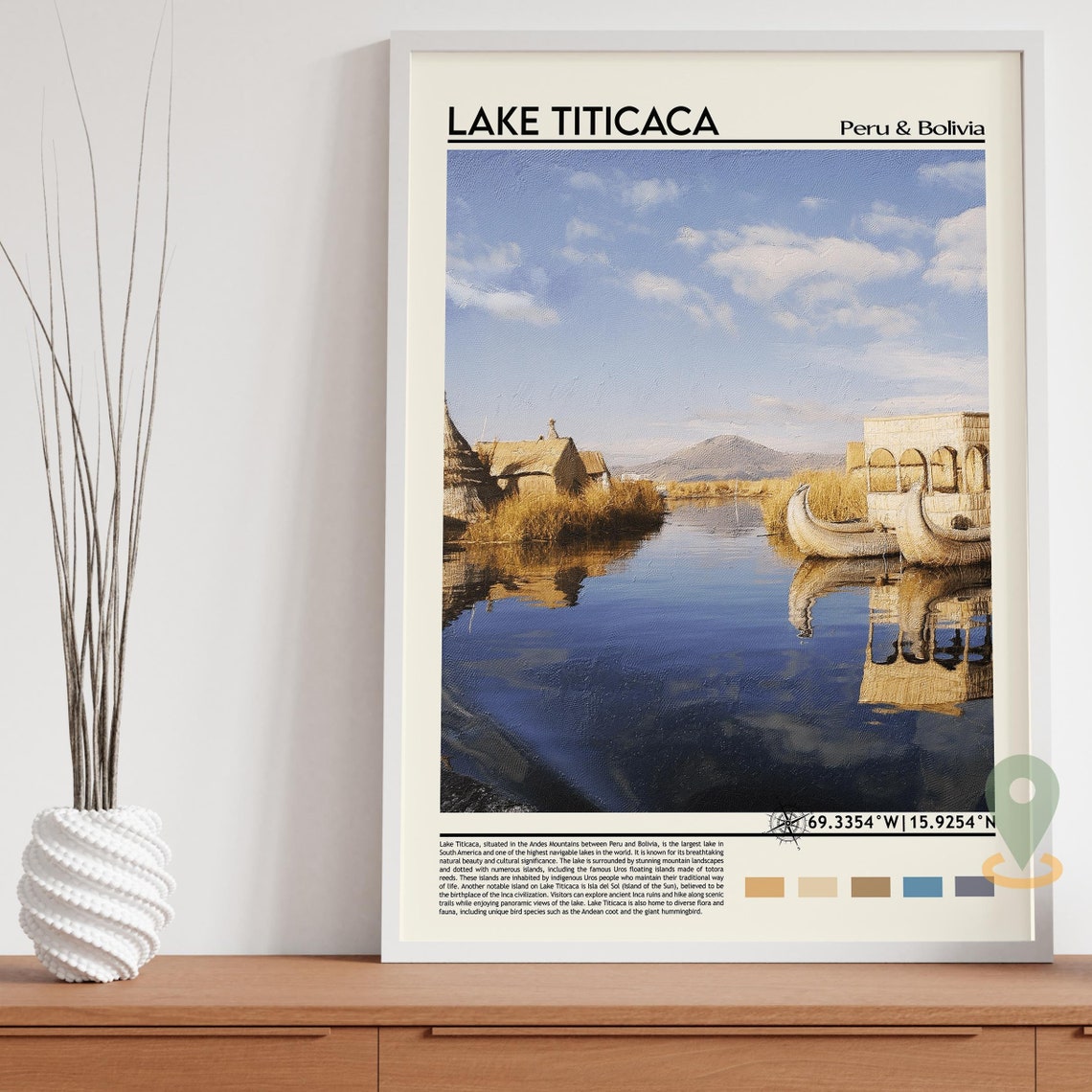 Lake Titicaca Travel Print Lake Titicaca Travel Poster Lake Titicaca Design Lake Titicaca Wall Art Lake Titicaca Painting - Image 5