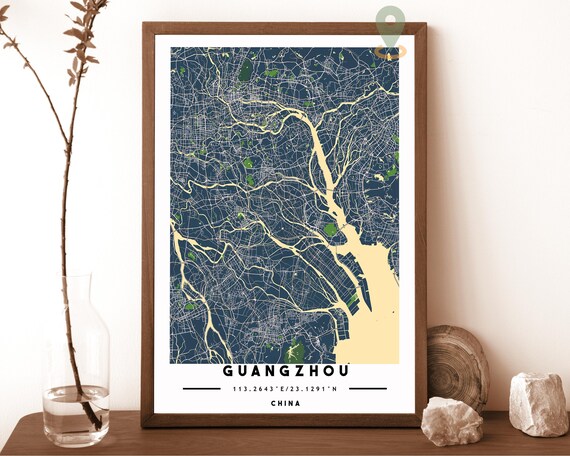 Guangzhou China Navy Street Map Pearl River Delta City Art Poster