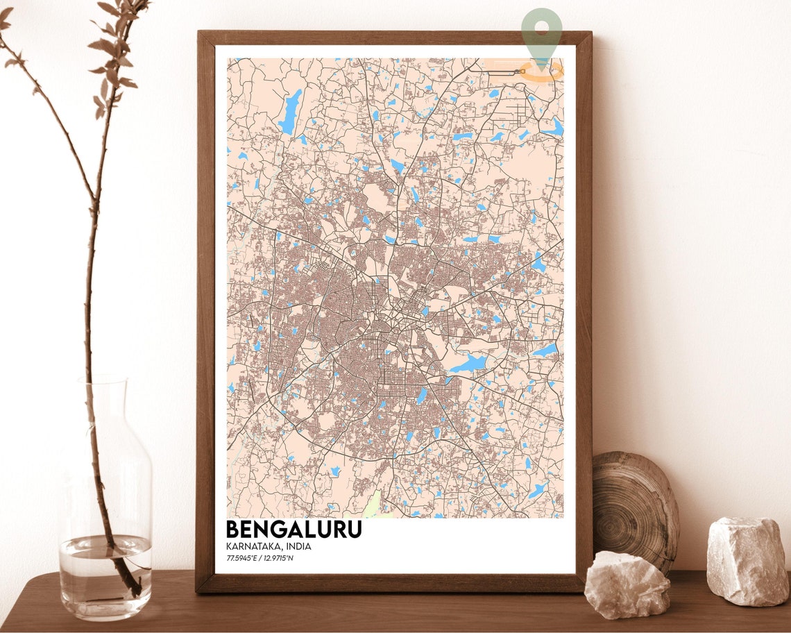 Bengaluru Karnataka India Midnight Blue City Map Decor Poster - Image 5