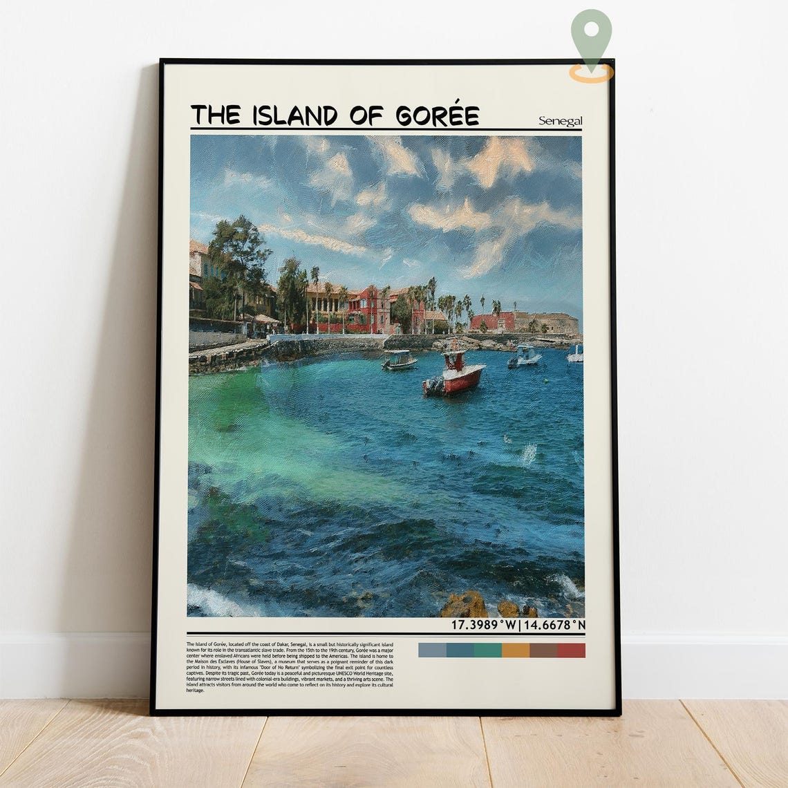 Island of Goree Senegal Harbor Boats Painterly Travel Poster - Image 2