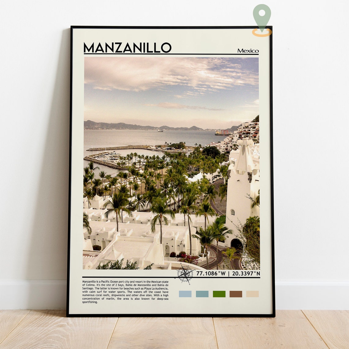 Manzanillo Mexico Marina Palm Trees Pacific Coast Travel Poster - Image 5