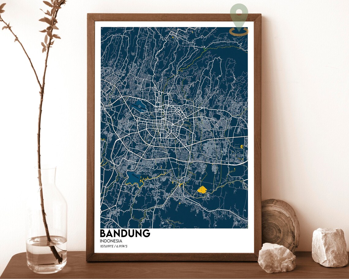Bandung Indonesia Emerald Forest Green City Street Map Poster - Image 2