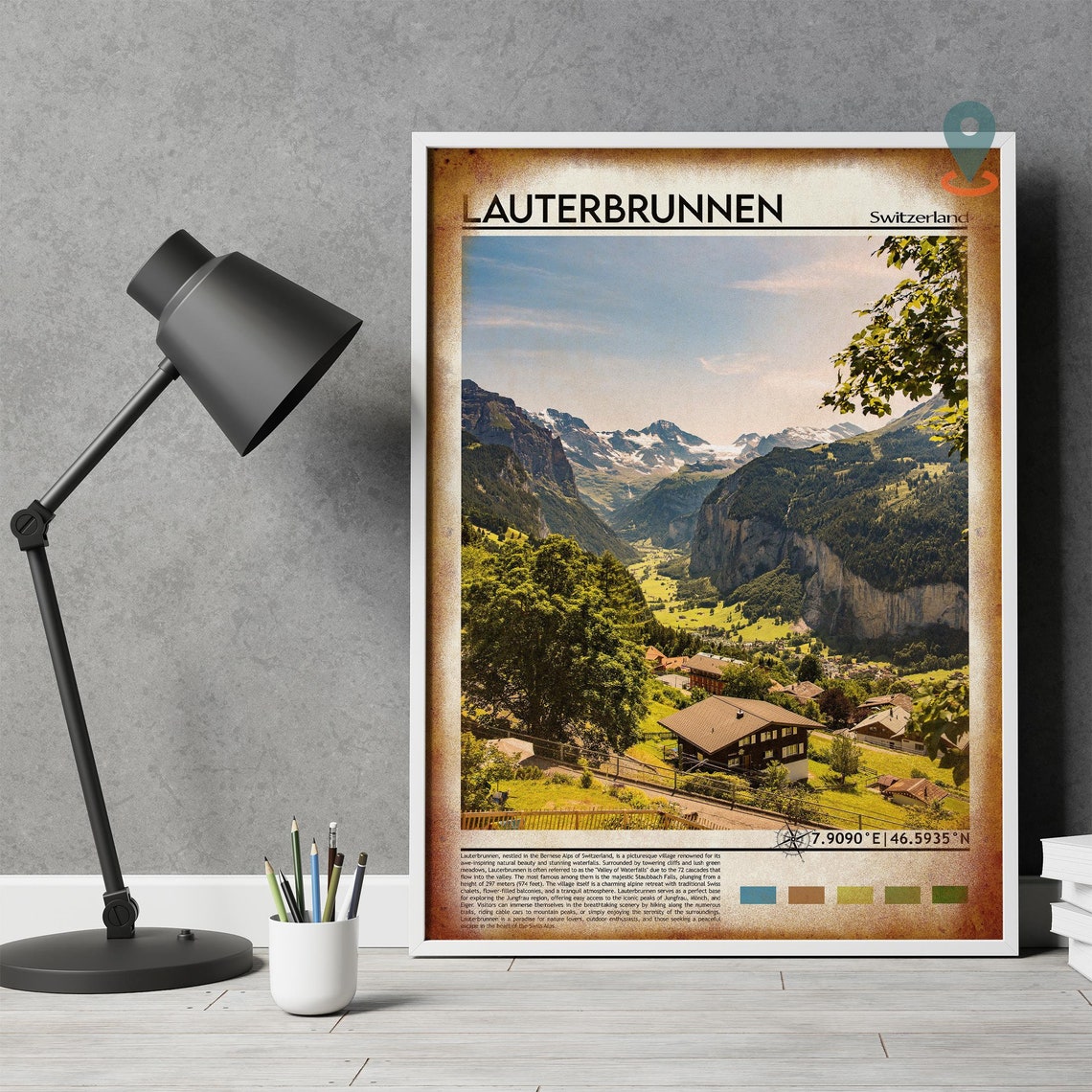 Lauterbrunnen Print Lauterbrunnen Poster Lauterbrunnen Wall Art Lauterbrunnen Travel Lauterbrunnen Art Print Switzerland Print - Image 4