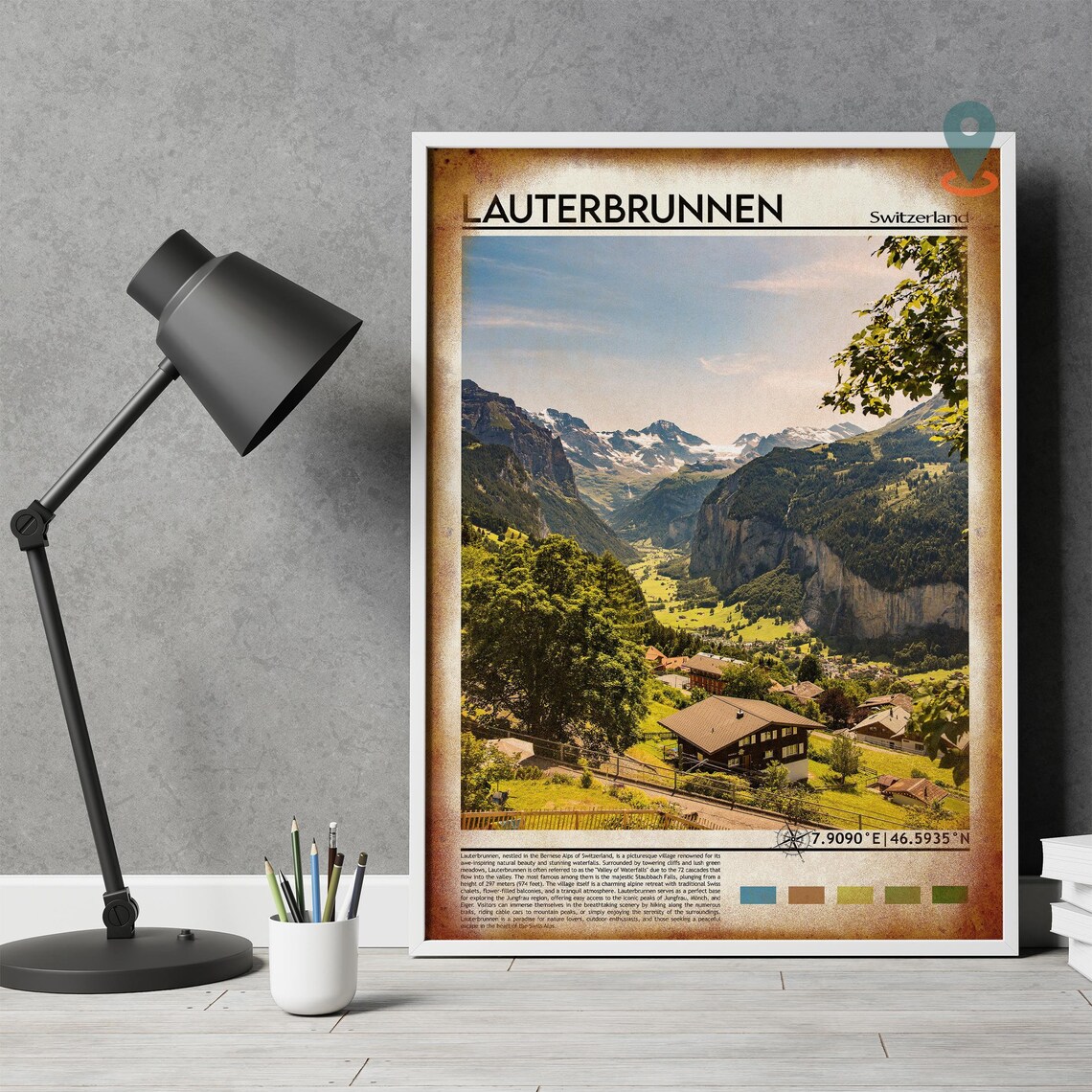 Lauterbrunnen Switzerland Alpine Valley Village Photo Travel Poster - Image 4