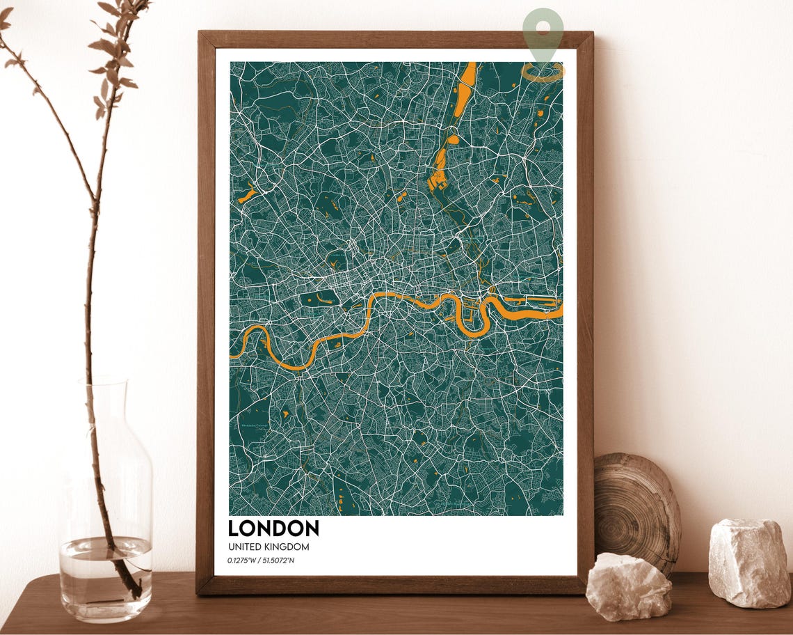 London United Kingdom Midnight Neon Street Map Art Decor Poster - Image 3