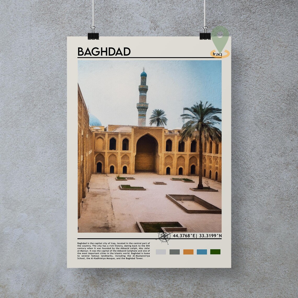 Baghdad Print Baghdad Art Baghdad Poster Baghdad Photo Baghdad Poster Print Baghdad Painting Iraq Travel Poster Vintage Poster - Image 3