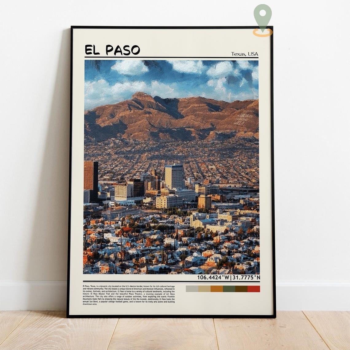 El Paso Texas Franklin Mountains City Skyline View Travel Poster - Image 4