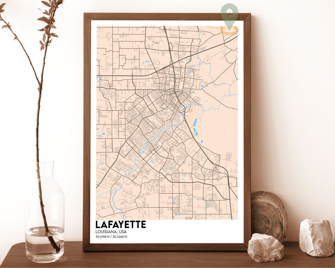 Lafayette Louisiana Vintage Sepia Old Street Map Style Poster - Image 4